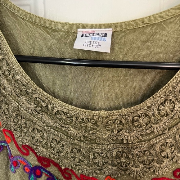 Olive Boho Embroidery Dress - Picture 2 of 4